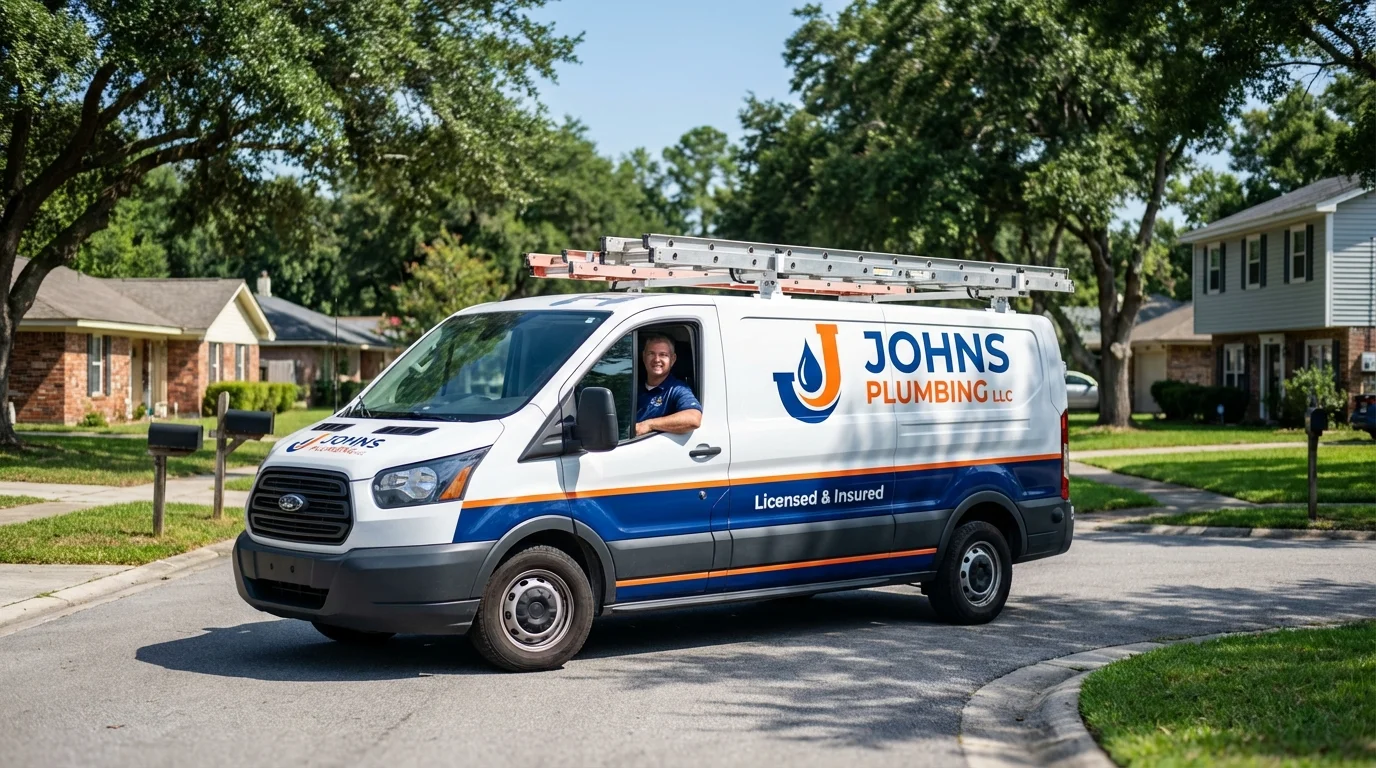 Johns Plumbing LLC service van in Rusk, TX