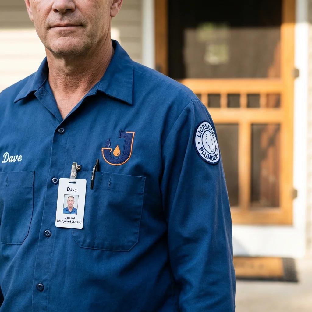 Licensed plumber showing ID badge in Rusk, TX